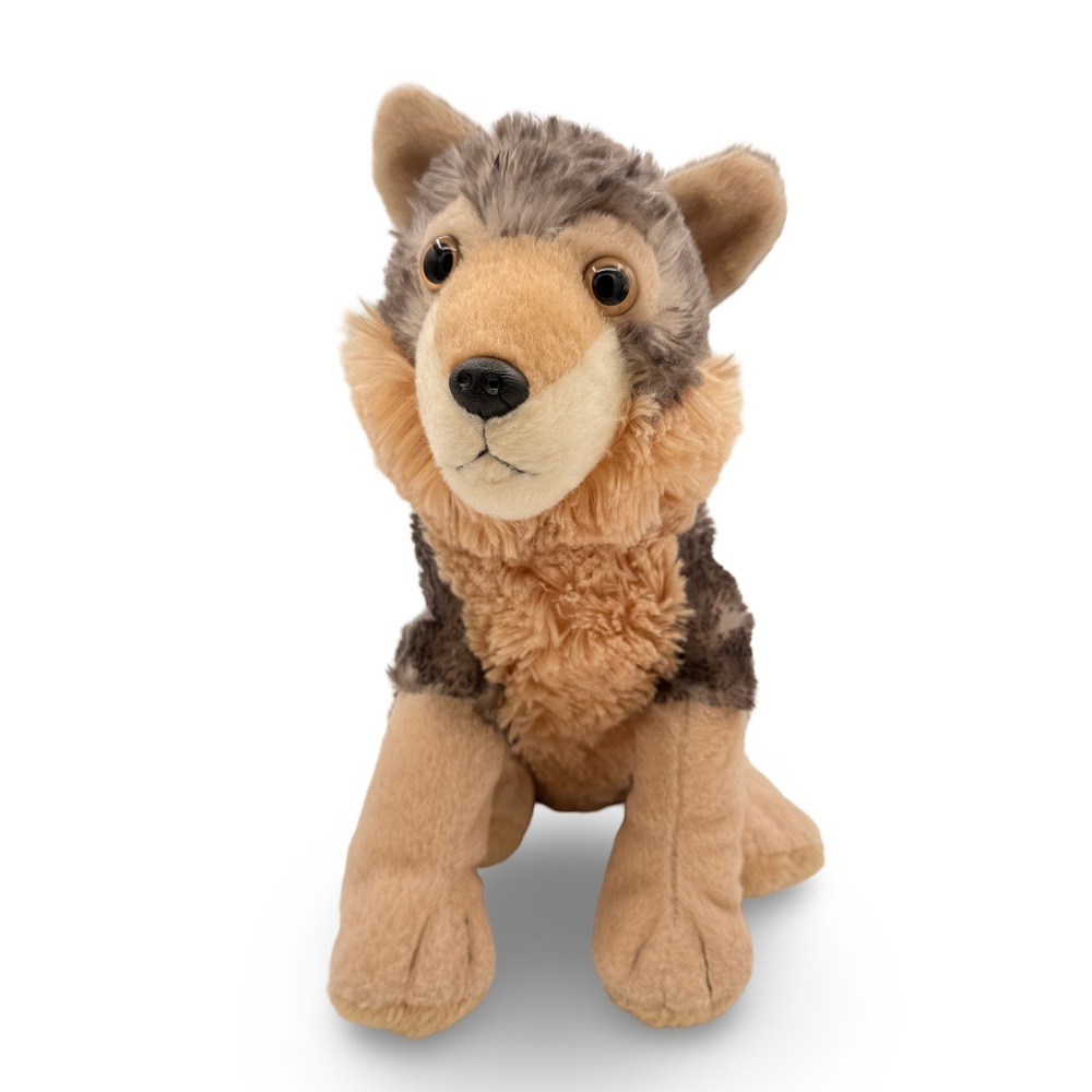 Wild Republic Cuddlekins Ecokins Eco Wolf 12" Brown Plush Toy Recycled Woodland
